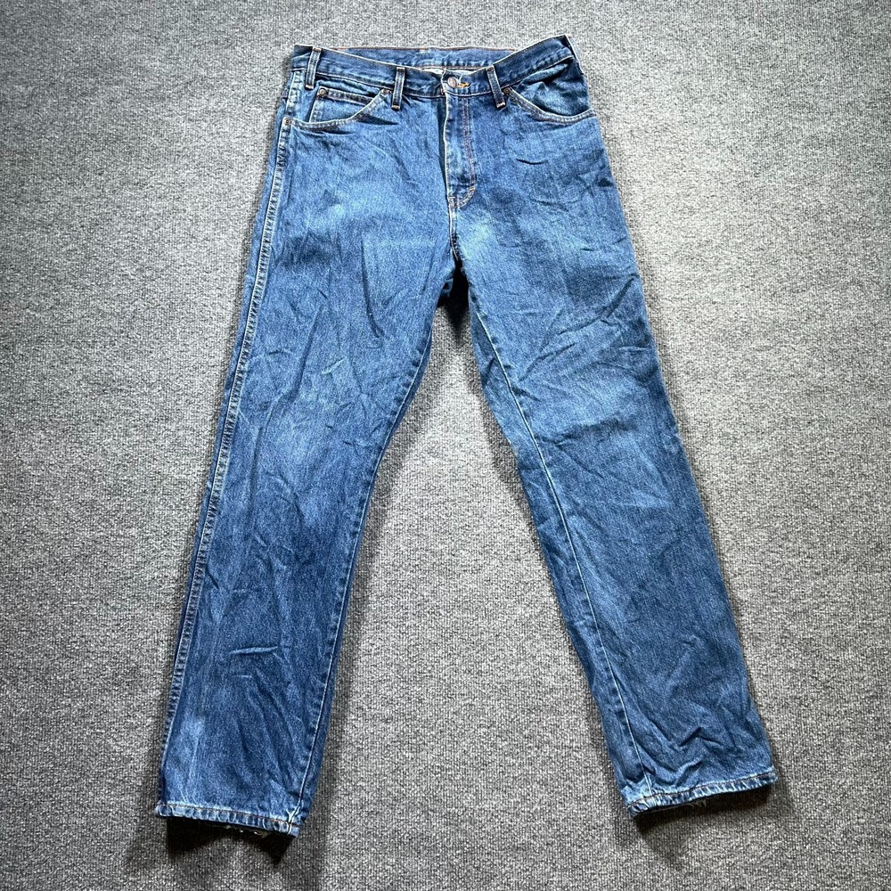 Dickies Straight Jeans Men's 33x32 Blue Cotton Denim Faded Workwear 5-Pockets